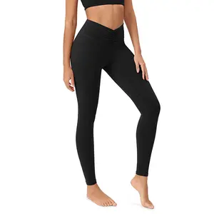 ODODOS Cloud Feeling Ruched Yoga Leggings for Women 25" / 28" High Waist Crossover Yoga Pants