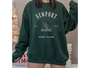 Newport Sweatshirt Rhode Island Crewneck Vintage Sweater Gift Womens Pullover Unisex Mens Hoodie Newport RI Clothing Sailing Boat Yacht Trip