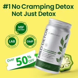 UFITJOURNEY MILD DETOX 12-in-1 Non-Stimulant Gut & Colon Cleanse | Okra Fiber & Synbiotics & 8 Botanical Extracts | Debloat & Digestive Balance Support | 60 Vegan Capsules