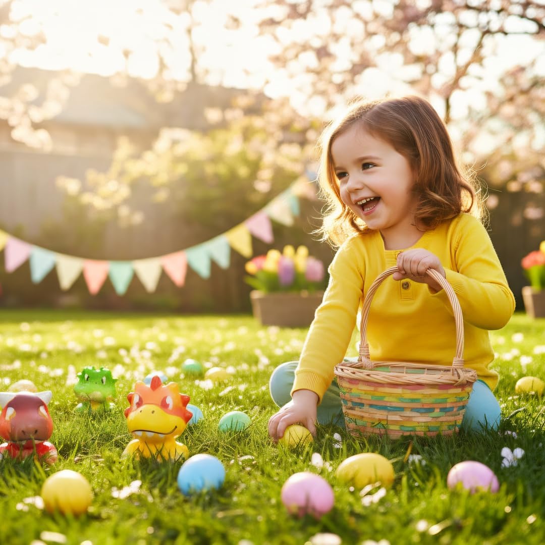 24 Pack Prefilled Easter Eggs with Dinosaur Squishy Toys Easter Basket Stuffers for Kids, Egg Fillers, Party Favors, Classroom Prizes, Easter Hunt Supplies for Boys & Girls