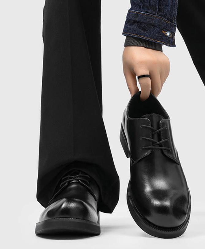 Men's Cleanfit Business Shoes Platform Black Simple Design Comfortable All-Season