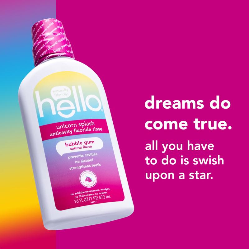 hello kids unicorn splash fluoride mouthwash