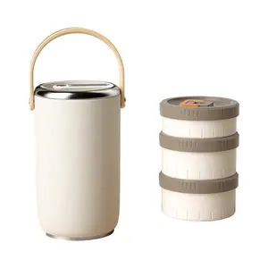 Thermal Food Jar, 304 Non-rust Steel Stack-able Multiplayer Insulated Benton Box Thermal Food Carriers Non-rust Steel Leak Proof For Outdoor Offices Meals Benton Container Thermal Lunch Boxes