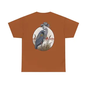 Marsh Marshal Shirt Blue Heron Tee Coastal Bird Watcher Gift Gildan Heavy Cotton T-Shirt Southern SheriffGraphic Funny Lowcountry Animal Top