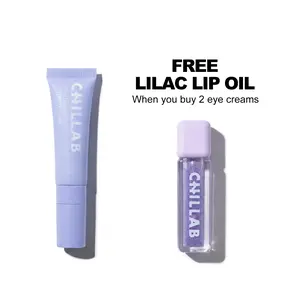 Chillab Brightening Tinted Eye Cream with Cooling Metal Applicator Hydrating Under Eye Cream with Peptides Hyaluronic Acid and Caffeine