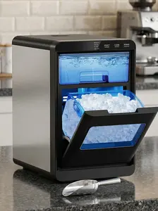 Ice Maker Countertop, 44lbs Per Day Chewable Pellet Nugget Ice Machine Auto-Cleaning with Basket and Scoop for Home/Party/RV/Camping ,Silver