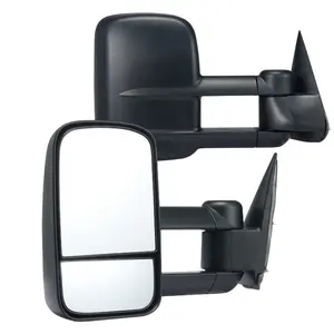 fathersdaygift VEVOR Towing Mirrors, Left Right Pair Set for Chevrolet Silverado (1999-2007)/GMC/Cadillac, Tow Mirror with Plane Convex Glass, Manual Controlling Telescoping Folding, Four-Way Adjustable, Black