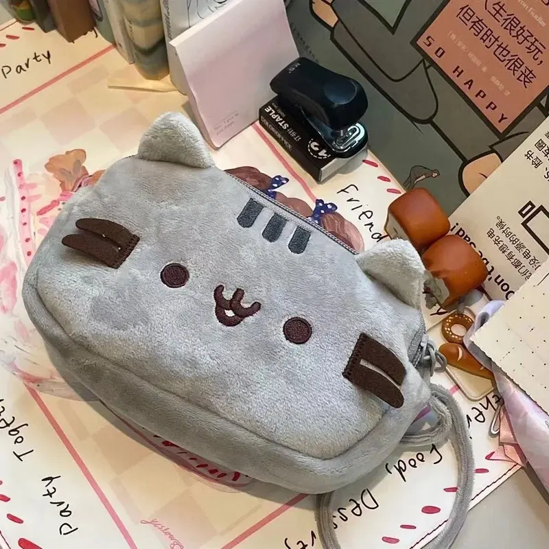 Cute cat-themed soft pencil case and desktop organizer, perfect for everyday office use