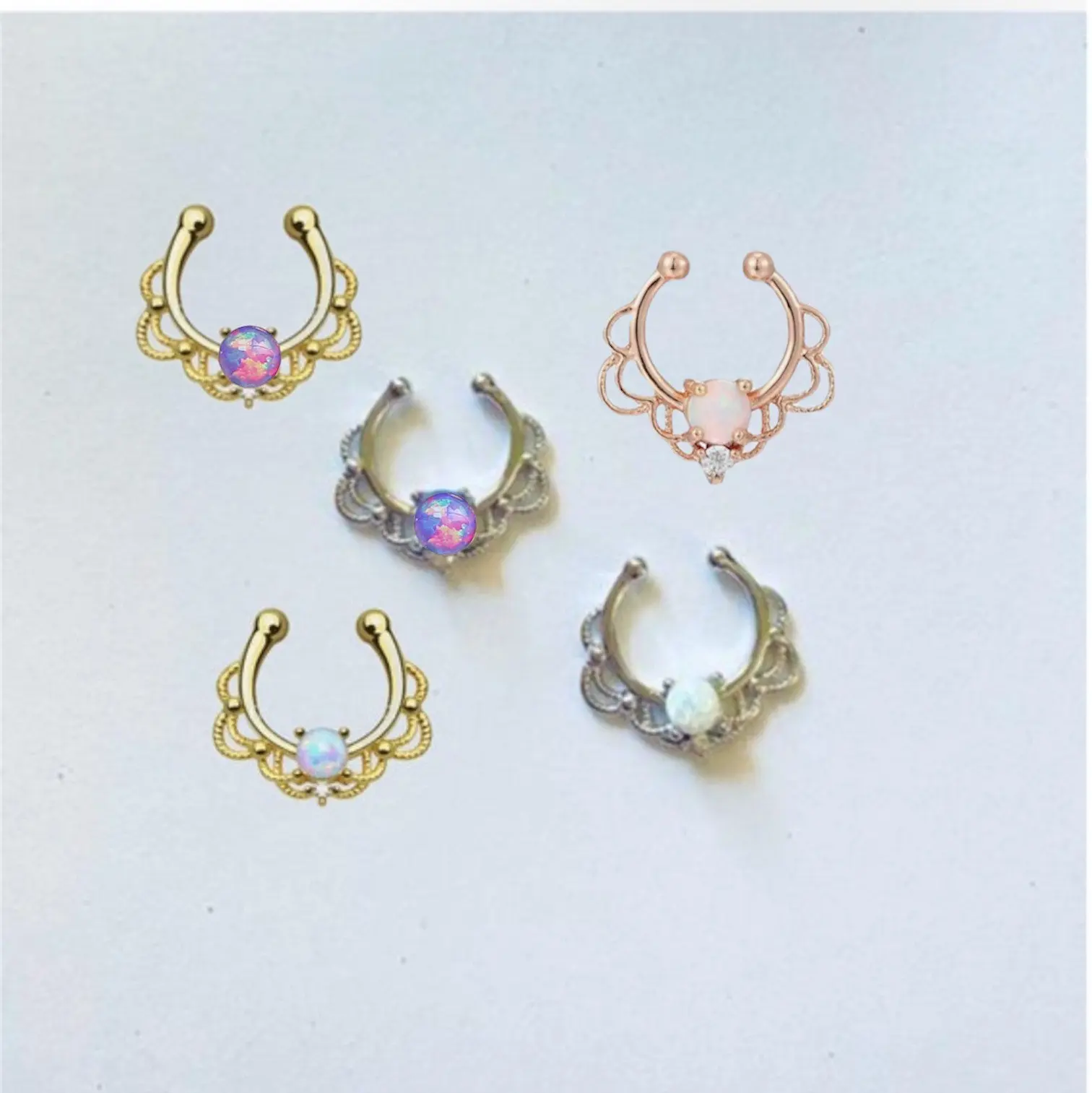 Fake septum clicker septum ring, clip on, no piercing needed nose ring
