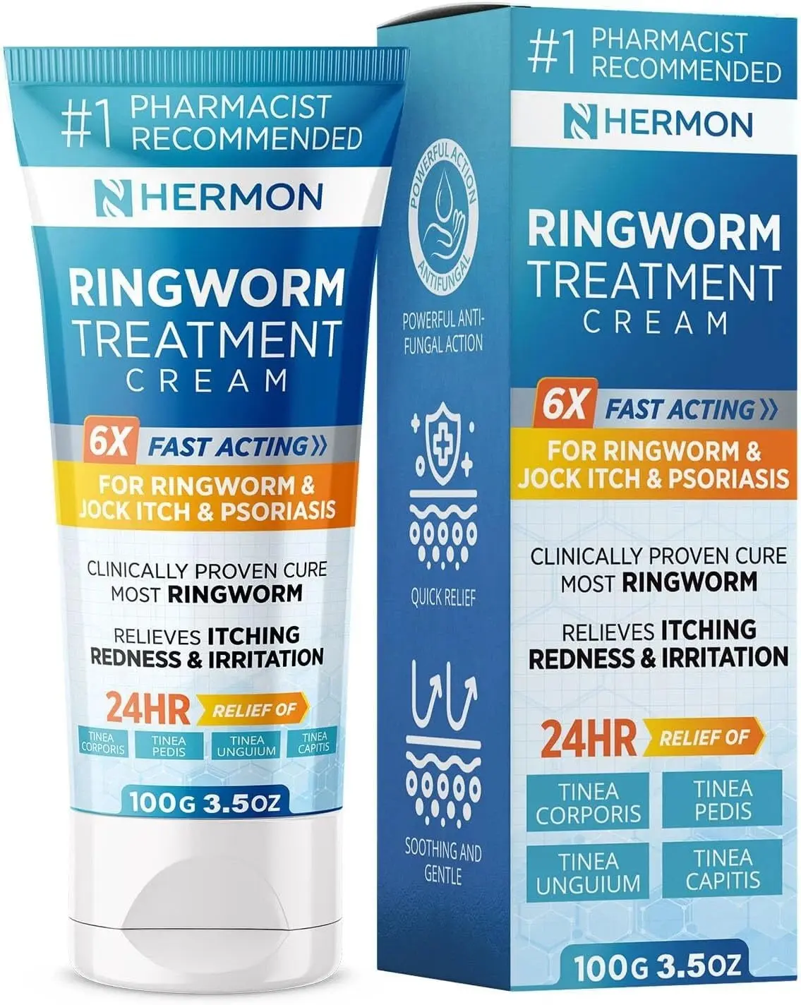 Therapeutic Antifungal Cream for Kids & All Ages - Treats Jock Itch, Ringworm - 3.5oz (Extra Large 100ml Size) Non-Toxic, Anti-Allergic, Natural Formula with Fast, Potent Action for Twice-Daily Use