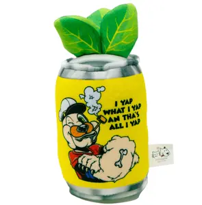 PAWzarre - PUPeyes Retro Spinach Can, Squeaky Plush Dog Toy for Small, Medium, and Large Dogs - Funny Cute & Cool Dog Gift for Birthdays
