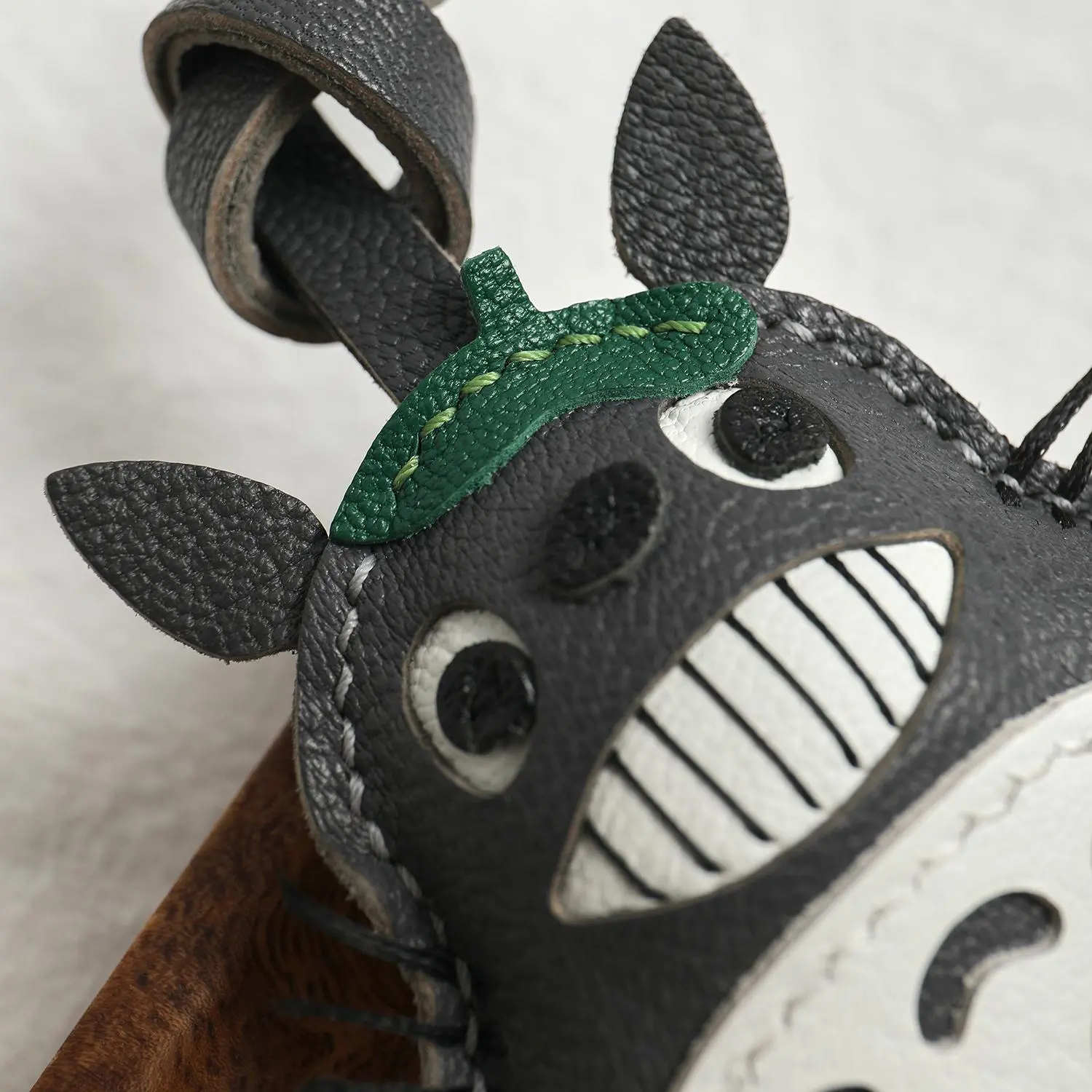 Sheepskin Handmade Real Leather  Black No Face Bag Charm KeyChain Gift Cute Decoration For Bags Exquisite Charm Bag Accessories