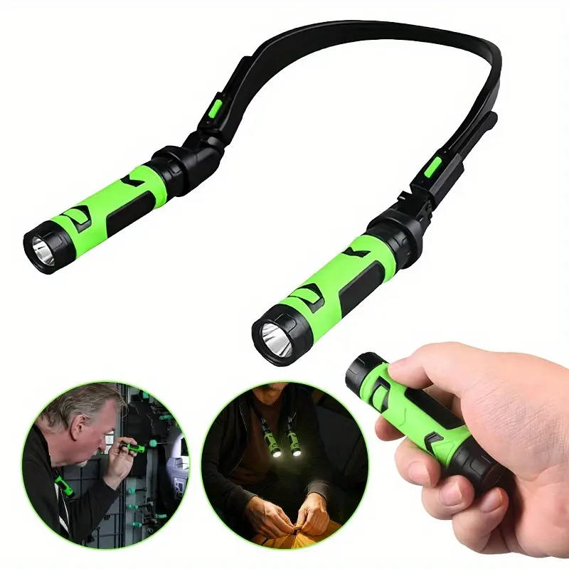 [USB Rechargeable Neck Light] LED USB Rechargeable Hands Free Flashlight - 2 Light Modes Neck Reading Lamp, Portable Work Light for Running, Knitting, Repairing, Fishing, Emergency, Adjustable Angle Compact Torch - 1pc