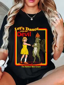 100% Cotton Unisex Witchcraft Let's Dance with the Devil Baphomet Funny T-Shirt