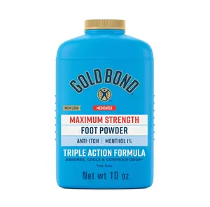 Medicated Talc-Free Foot Powder 10 oz., Maximum Strength Odor Control & Itch Relief
