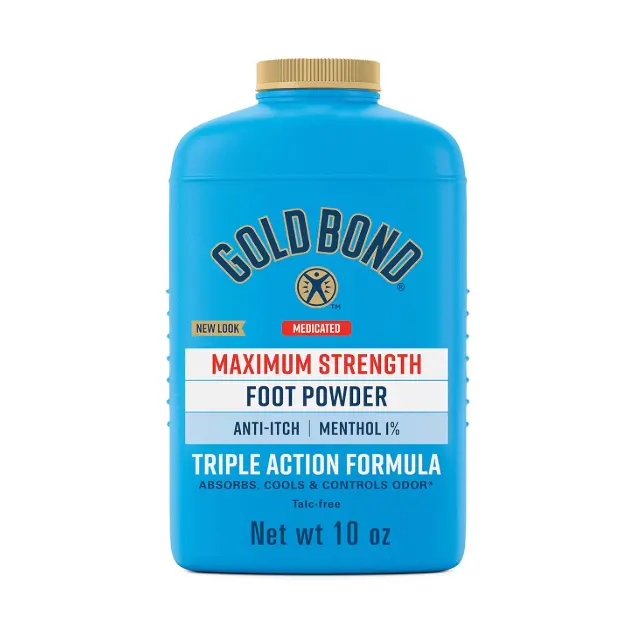 Medicated Talc-Free Foot Powder 10 oz., Maximum Strength Odor Control & Itch Relief