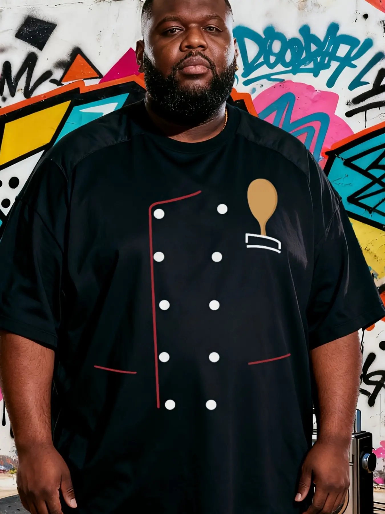 Men'S Chef Coat Hooded Jacket| Culinary Chef Uniform with Chef Knife & Spice Print, Soft Long Sleeve, All-Season Casual Wear for Sport Fans| Playful Design, Ideal for Gym & Outdoor Activities, Vintage Style, Crew Neck, Slight Stretch Fabric