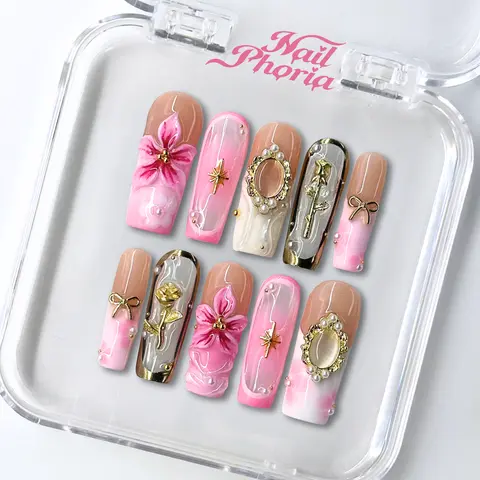 NailPhoria VIRGO - Handmade Press-On Nails | Reusable, Salon-Quality, Long-Lasting, Glossy Design