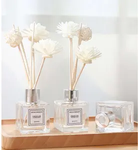 1 Bottle Of 50ML Transparent Small Square Bottle Of Fire-Free Gardenia Essential Oil Aromatherapy Home + Fragrance Diffusion Stick