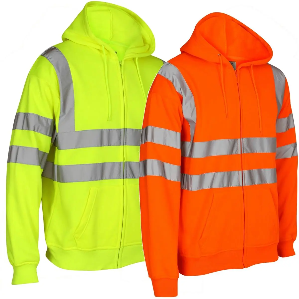 High Visibility Safety Fleece Hoodie, Reflective Sweatshirt ANSI Class 3, Construction Wear