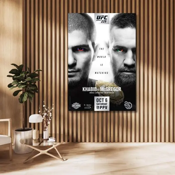 229 Mcgregor Vs Khabib Canvas Fight Poster - Light Heavyweight Championship Art Print For Home Decor And Sports S