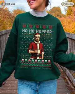 Ho Ho Hopper  Ugly Christmas Sweatshirt Hoodie, Funny Stranger Things Holiday Sweater, Jim Hopper Quote Christmas Crewneck, Soft Cotton Blend Gift