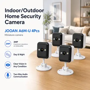 JOOAN 4-Pack 3MP HD Wireless Outdoor Security Cameras, Battery-Powered 2.4GHz WiFi Cameras with Night Vision, 2-Way Audio, Motion Detection, MicroSD/Cloud Storage for Home Security