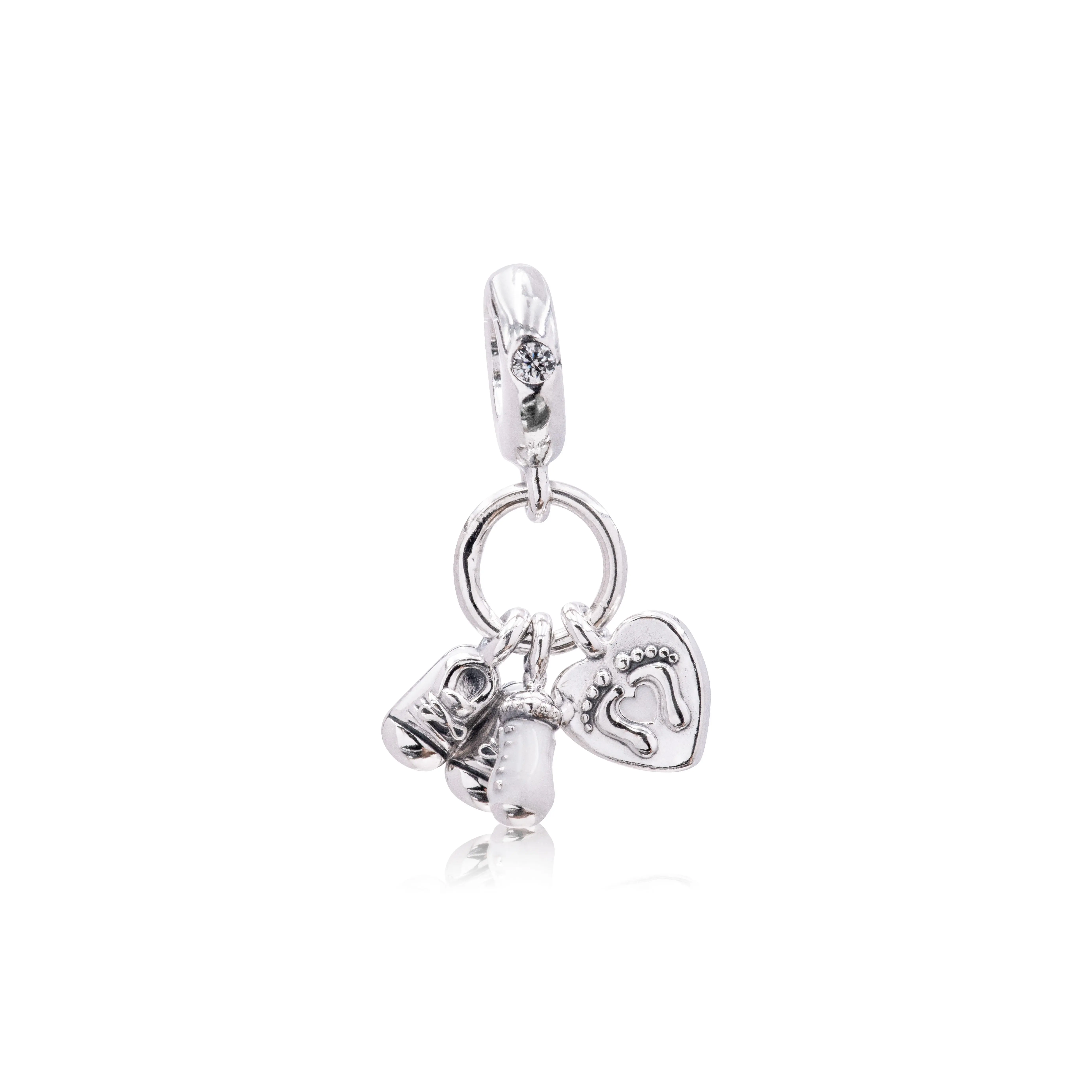 PANDORA My Little Baby Pendant, Dangle Charm - 798106CZ, Hand-Applied Enamel, Bejeweled Style, Ideal to Celebrate New Birth, Collectibles