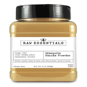 Raw Essentials Mesquite Smoke Powder - Infuse Bold Smoky Flavor Without Barbecuing - Perfect for BBQ Marinades and Rubs - 8 Ounce Bottle