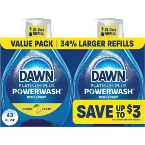 43 Fl Oz Powerwash Lemon Dish Spray, Liquid Dish Soap 2 Refills