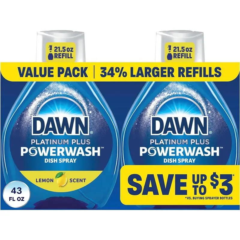 43 Fl Oz Powerwash Lemon Dish Spray, Liquid Dish Soap 2 Refills