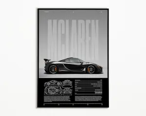 McLaren P1 Poster |  Hyper Car Poster | Super Car Print, Product without frame