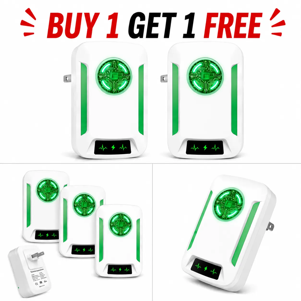[Buy 1 Get 1 Free] Household Plug-In PowerFactor Device, Voltage Stabilizer and CurrentBalancing Plug for Home (US Plug, DEALS FOR YOU 90-110V)