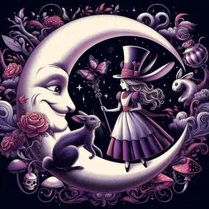 5D DIY Full Diamond Round Drill - Diamond Painting Kit Moon Rabbit Mosaic Canvas DIY Wall Art, Home Wall Decoration