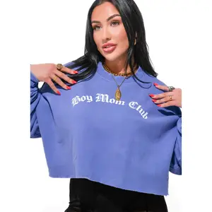 CROPPED BOY MOM CLUB OVERSIZED GRAPHIC SWEATSHIRT
