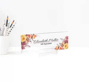 Personalized Office Desk Name Plate Acrylic Glass Block 3"x8"