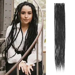 40 Strands(4 Packs) Thin Synthetic Dreadlock extensions,24 Inch Black Dreadlock Extensions, 100% Handmade Single Ended Dreads Thin 0.6cm Width Reggae Style Dreadlock for Girls(10 Strands)