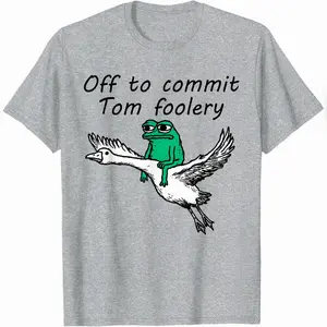 Funny Meme Frog And Goose Weirdcore Off To Commit Tomfoolery T-Shirt Soft Fit T-Shirt