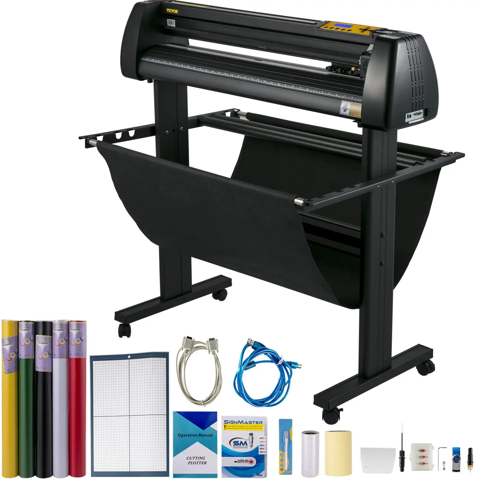 【summerfinds】VEVOR Vinyl Cutter, 34Inch Bundle, Vinyl Cutter Machine, Manual Vinyl Printer, LCD Display Plotter Cutter Sign Cutting with Signmaster Software for Design and Cut, with Supplies, Tools