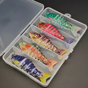 FishingLures 5/10 Pieces Set Multi Jointed Swim Crank Lures 3.9in Bionic Hard Bait for Fresh& Saltwater Slow Sinking Lifelike Swimbait Outdoor Equipment for Beginners Rotary Tool Fishing Lure Set fhis ing Multi Segment Hard Body Swimbait hard metal