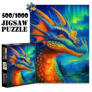1pc 1000 piece adult puzzle 70x50cm Fantasy - style Dragon Head with Scenic Background 500 pieces of paper jigsaw puzzle, suitable for adults and families, large-scale DIY puzzle interactive toy g