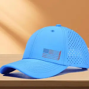 Quick-Dry Golf Cap with Perforated Mesh Baseball Bat Pattern Trucker Hat Adjustable Fit 100% Polyester Sporty Outdoor Sports Cap Hat