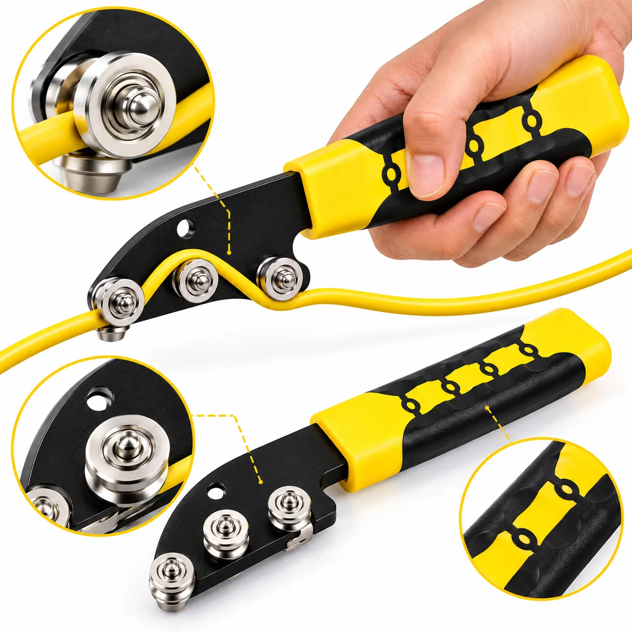 Manual Stainless Steel Cable Straightener Tool, Compact Handheld Wire Untwisting & Bending Device for Copper, Steel, HVAC & Electrical Work.b