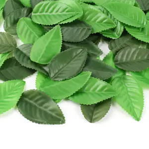 200Pcs Mixed Green & Dark Green Rose Leaves 5.5cm Silk Material for Crafts Scrapbooking Wedding Garland Home Decoration