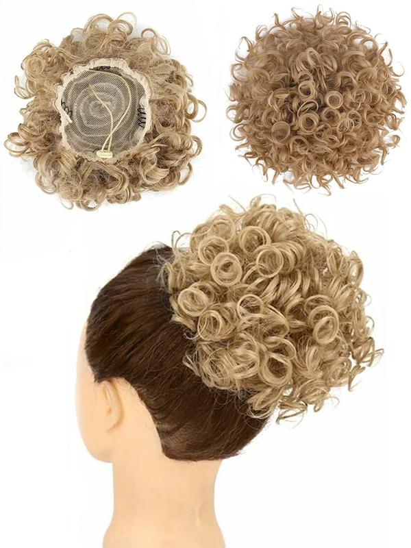 Natural Messy Bun Hair for Women, Synthetic Loose Wave Bun Hair is Ponytail Extension with Elastic Drawstring,  Gorgeous Bun Perfect for Beginners Daily Wear &Party Use. Synthetic Curly Hair (8 Inch)