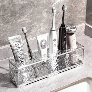 Glacier Pattern Toothbrush Holder, Toothbrush Storage Holder, Multi-Slot Bathroom Organizer, Counter Organizer for Electric Toothbrushes & Razors, Toothbrush Holders for Bathrooms, 1pc