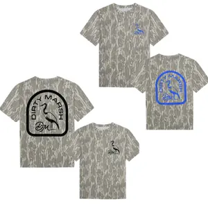 Dirty Marsh Black - Blue Backshore Bottomland Washed Out Mossy Oak Camo Cotton T Shirt, Perfect for Casual Wear, T Shirt 3D Camo, Camo 3D