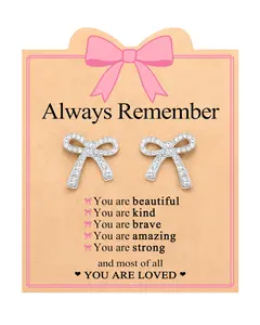 "You are Enough, Kind, Brave, Loved" - Bow Earrings for Teen Girls Birthday Christmas Valentines Day Gifts