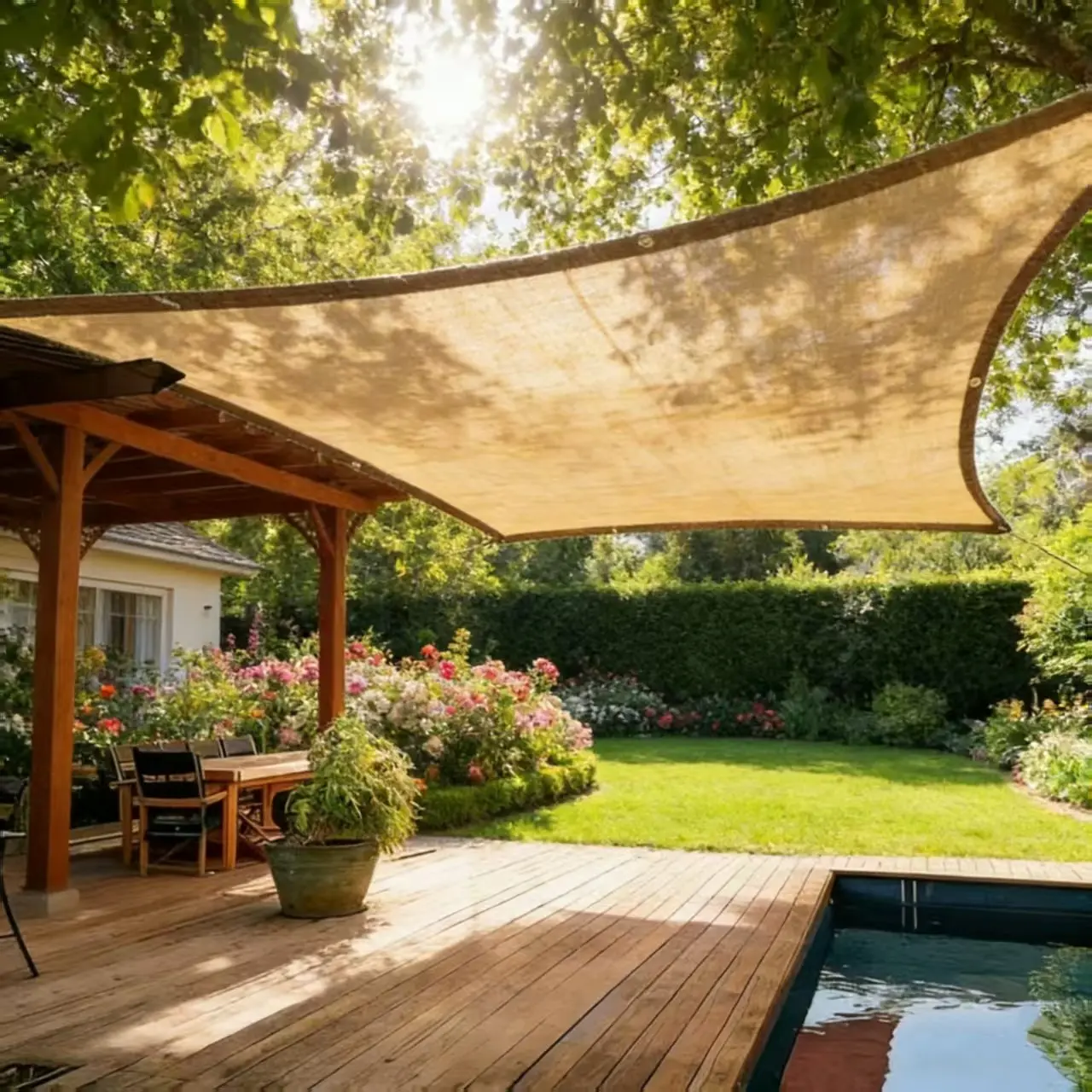 Outdoor Privacy Shade Canopy for Garden, Heavy-Density Awning with Reinforced Corners, Fabric Cover, Easy Assembly, Ideal for Outdoor Shade, Sunshade Canopy, Patio Sunshade Canopy