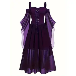 Women's Gothic Punk Dress Off-Shoulder Butterfly Sleeves